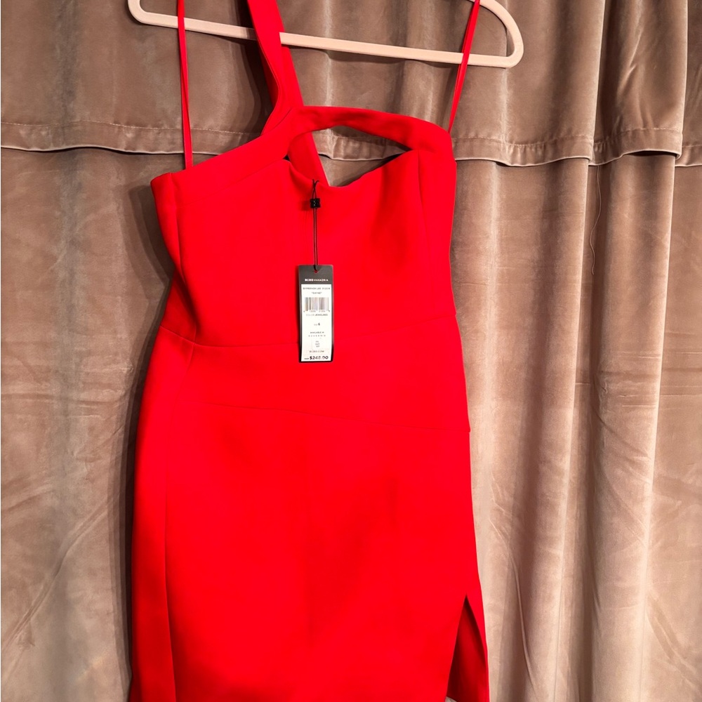 BCBGMaxAzria One Shoulder Red Dress